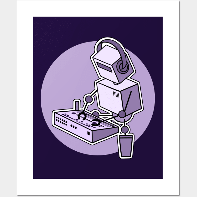 Robot Playing Drum Machine (pocket print size) Wall Art by Atomic Malibu